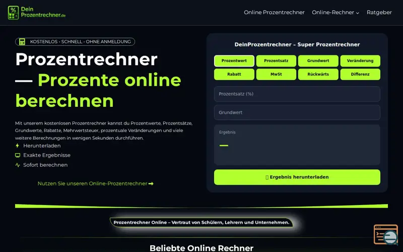 Screenshot of prozentrechner