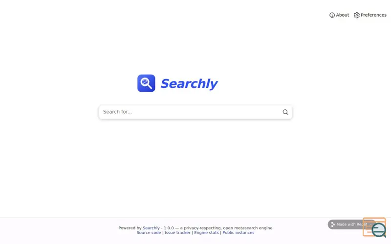 Screenshot of Searchly SEARCH ENGINE , a launch using SearXNG