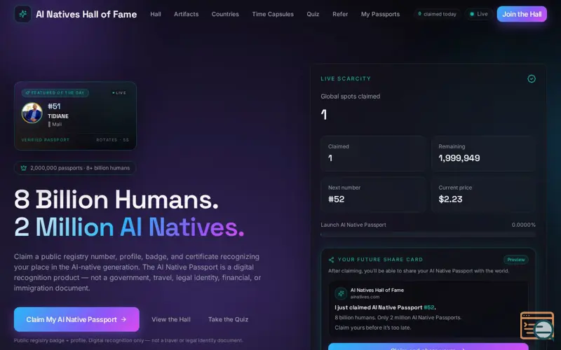 Screenshot of AI Natives Hall of Fame