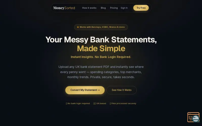 Screenshot of MoneySorted