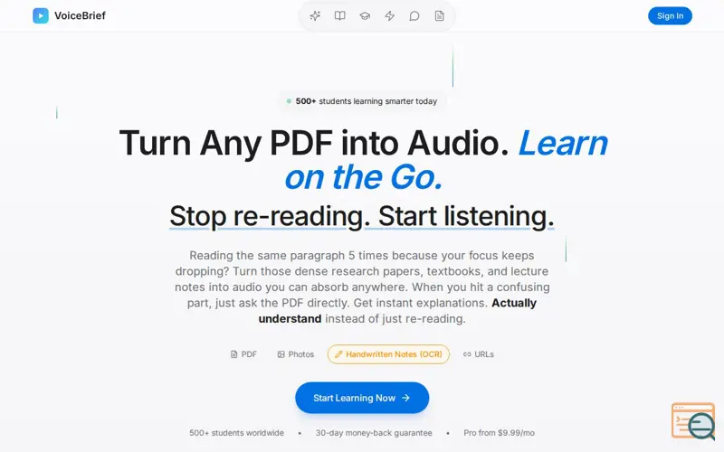 Screenshot of PDF to Audio Converter | VoiceBrief