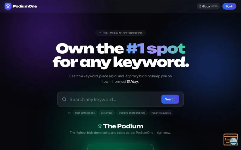 Screenshot of PodiumOne