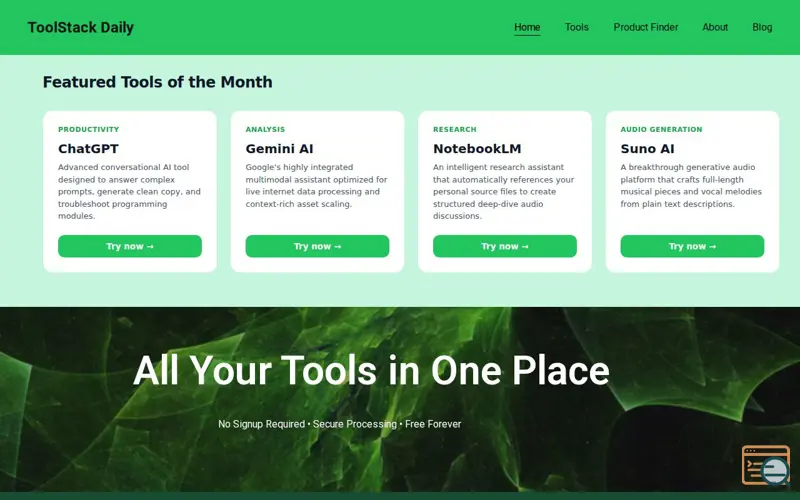 Screenshot of ToolStackDaily