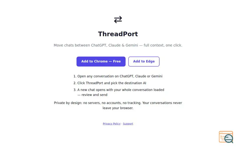 Screenshot of ThreadPort