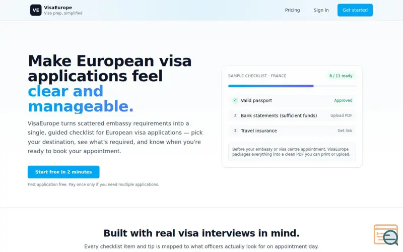Screenshot of VisaEurope