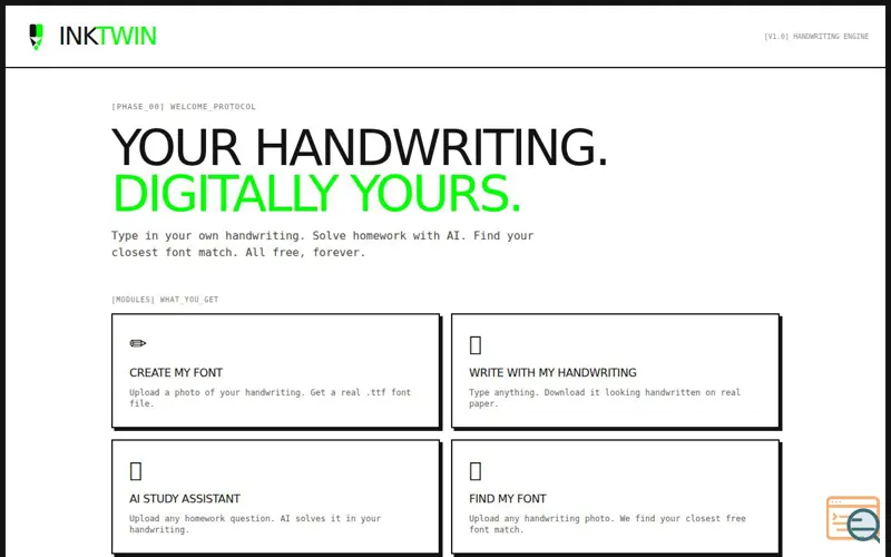 Screenshot of InkTwin Your Handwriting Digitally Yours
