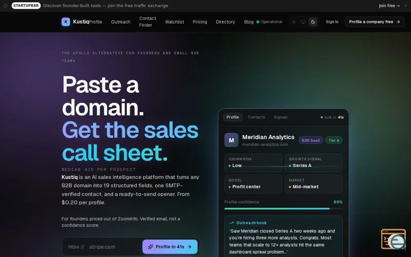 Screenshot of Kustiq