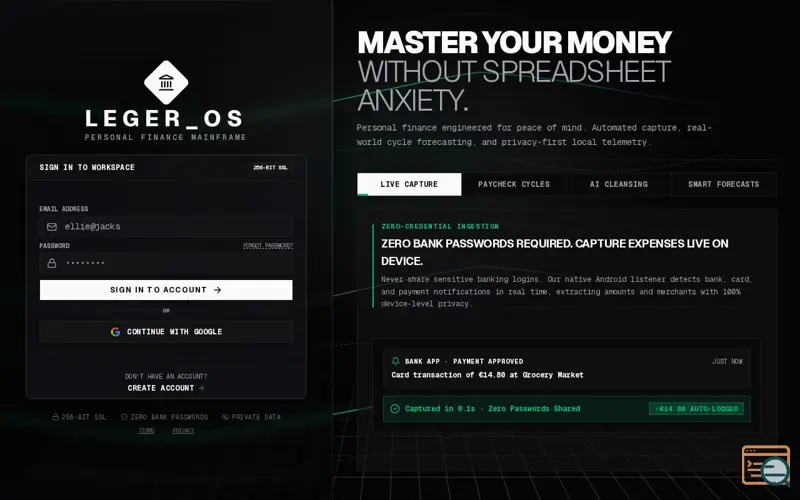 Screenshot of LEGER_OS