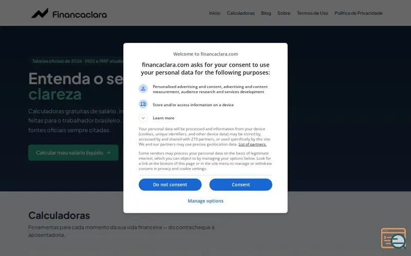 Screenshot of Calculadoras Financeiras para o Brasileiro