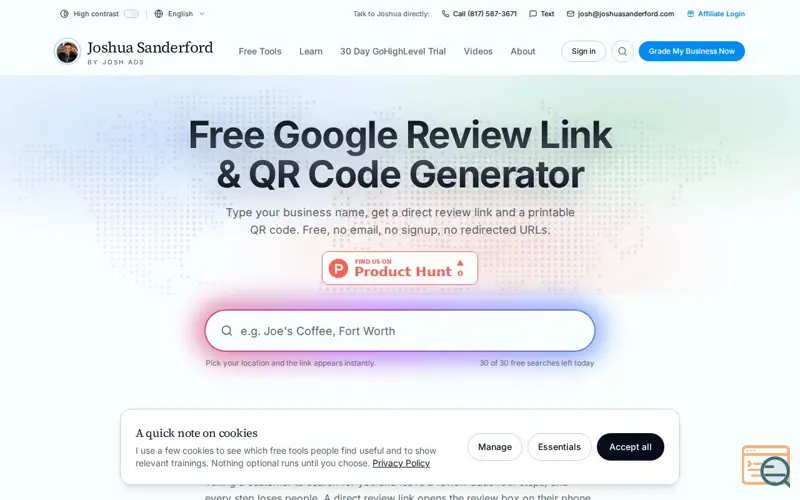 Screenshot of Google Review Link & QR Code Generator