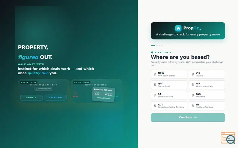 Screenshot of PropOz