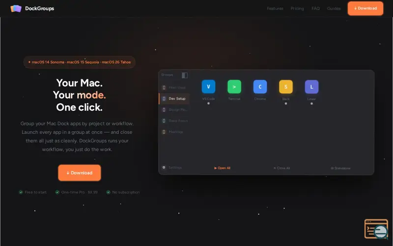 Screenshot of Dock Groups