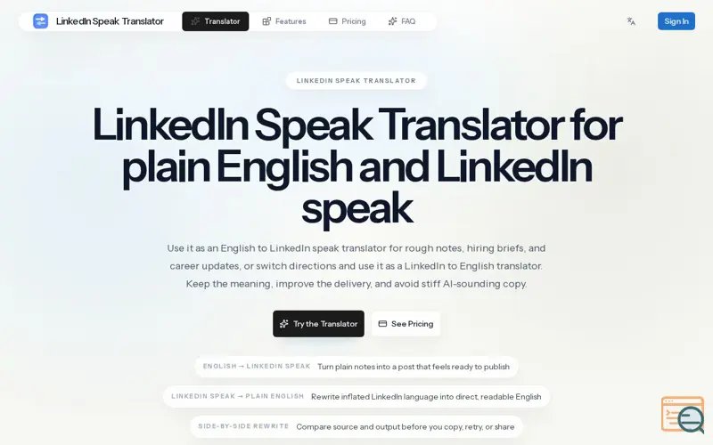 Screenshot of linkedin-speak-translator