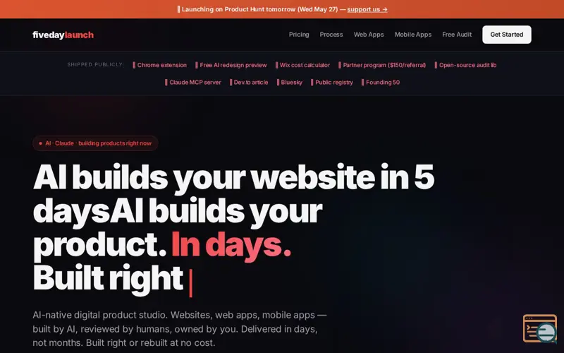 Screenshot of fivedaylaunch