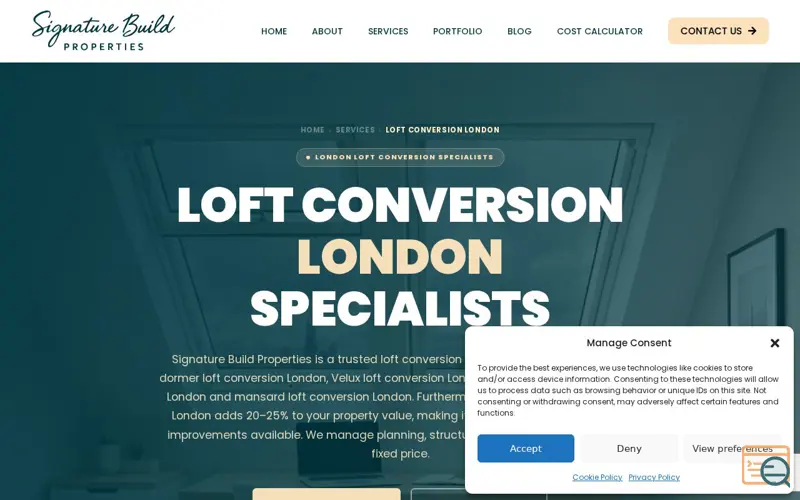 Screenshot of loft conversion london
