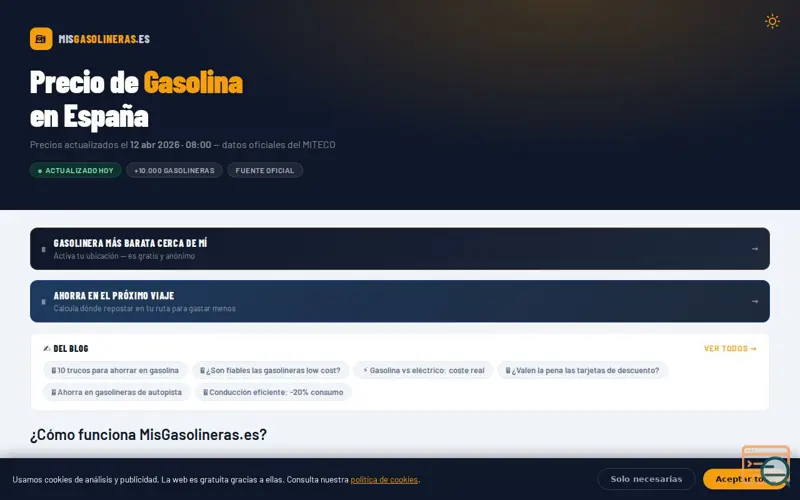 Screenshot of MisGasolineras.es