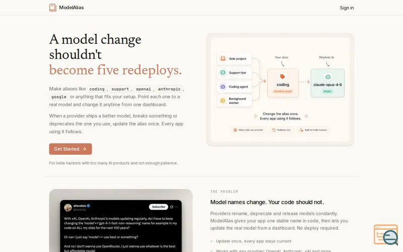 Screenshot of ModelAlias