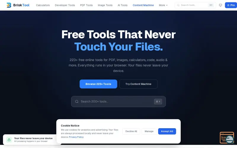 Screenshot of BriskTool, a launch using ipify