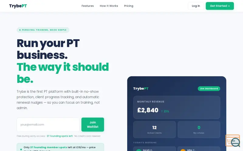 Screenshot of Trybe — Booking Platform for PTs