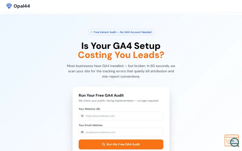 Screenshot of Opal44 Free Google Analytics Audit, a launch using OptiMonk