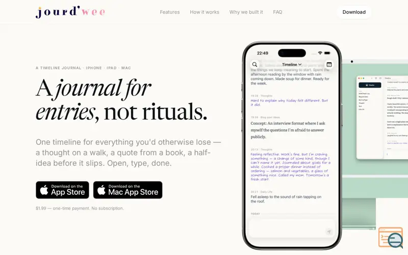 Screenshot of Jourdwee — A timeline journal