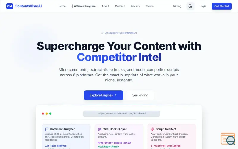 Screenshot of Content Miner AI