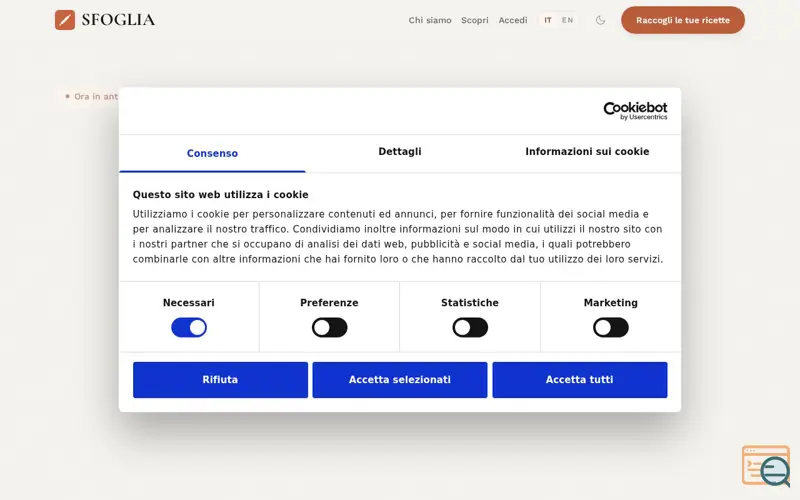 Screenshot of Sfoglia