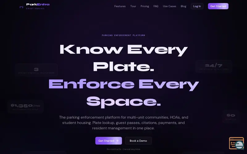 Screenshot of ParkEntra