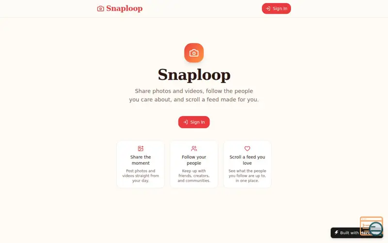 Screenshot of Social Photo Feed