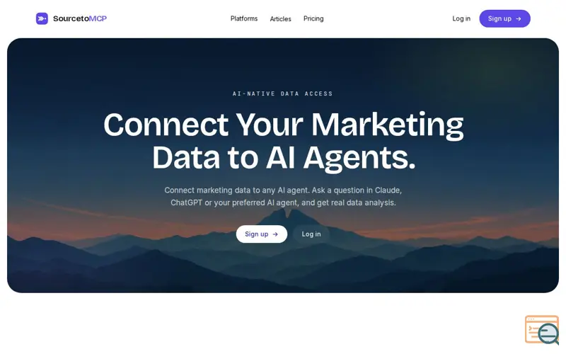 Screenshot of SourcetoMCP: Connect your marketing data to AI agents