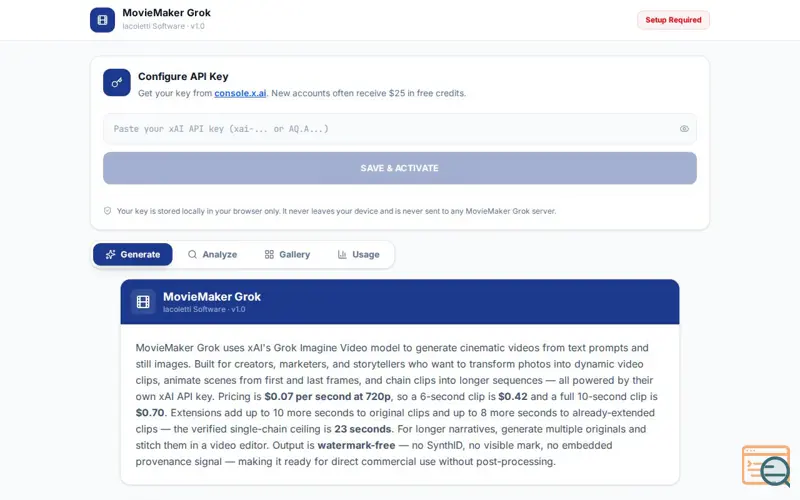 Screenshot of MovieMaker Grok