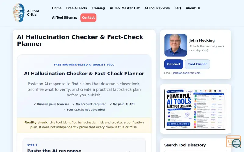 Screenshot of AI Hallucination & Fact-Checker