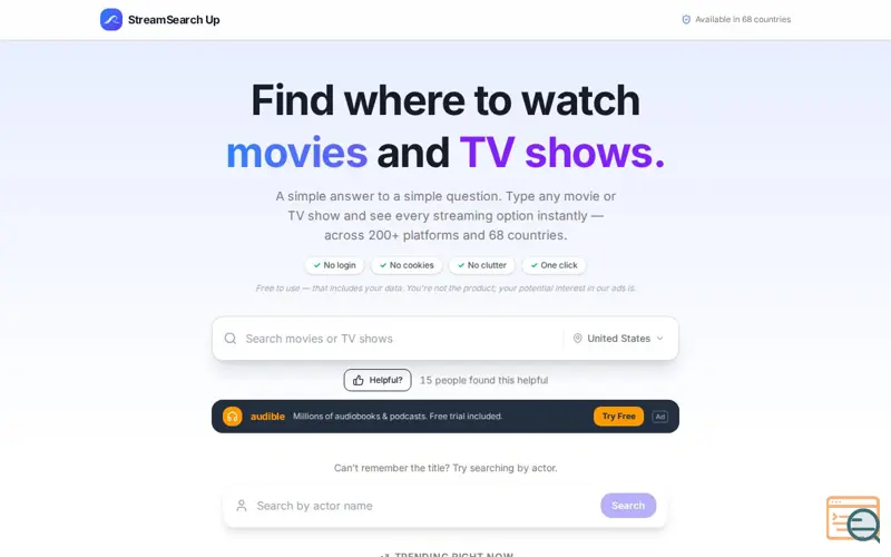 Screenshot of StreamSearch Up