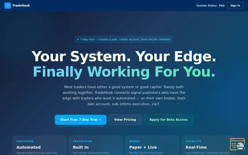 Screenshot of TradeHook