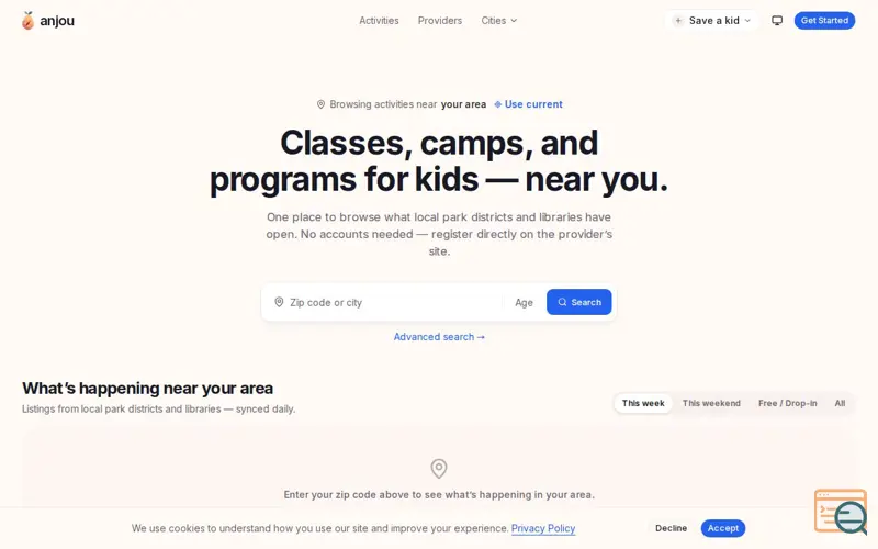 Screenshot of Anjou, a launch using Auth0