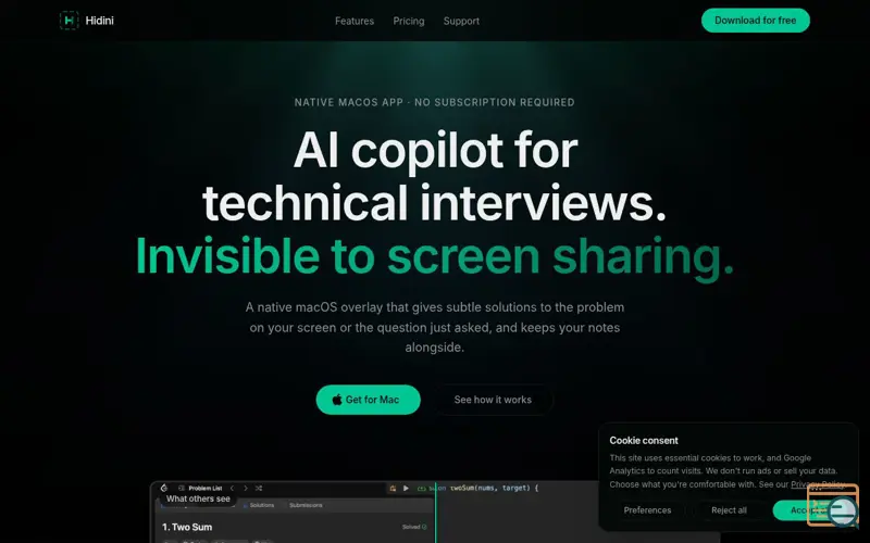 Screenshot of Hidini