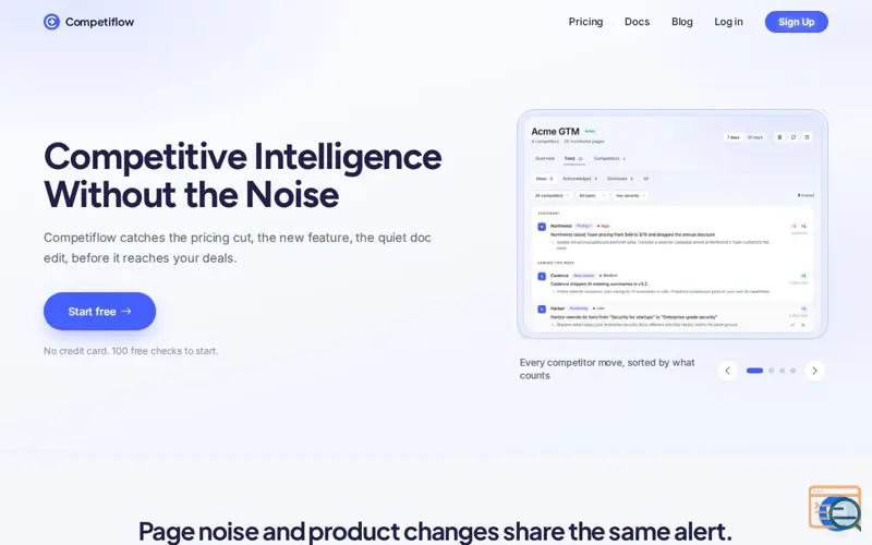 Screenshot of Competiflow, a launch using Stimulus