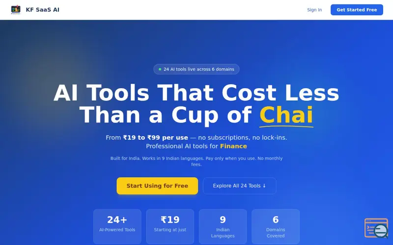 Screenshot of KF SaaS AI Platform