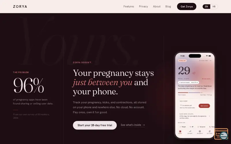 Screenshot of Zorya - Pregnancy Tracker