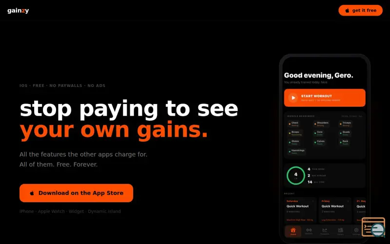 Screenshot of gainzy