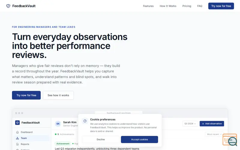 Screenshot of FeedbackVault