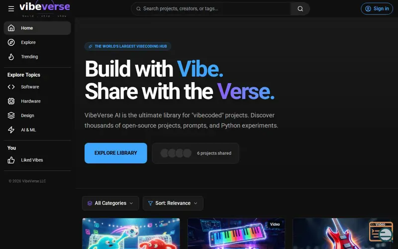 Screenshot of VibeVerse