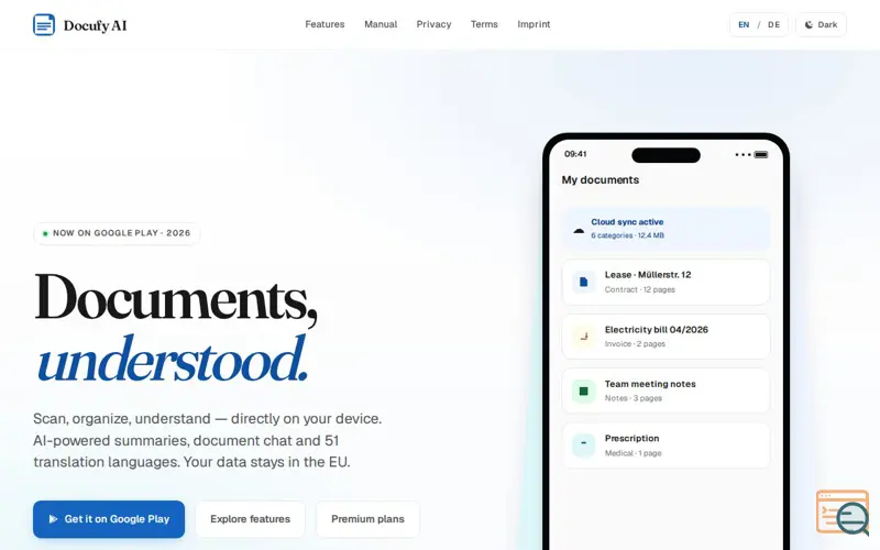 Screenshot of Docufy AI