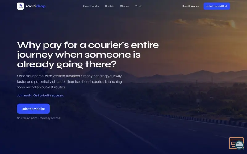 Screenshot of raahidrop — Send parcels with people already on the route