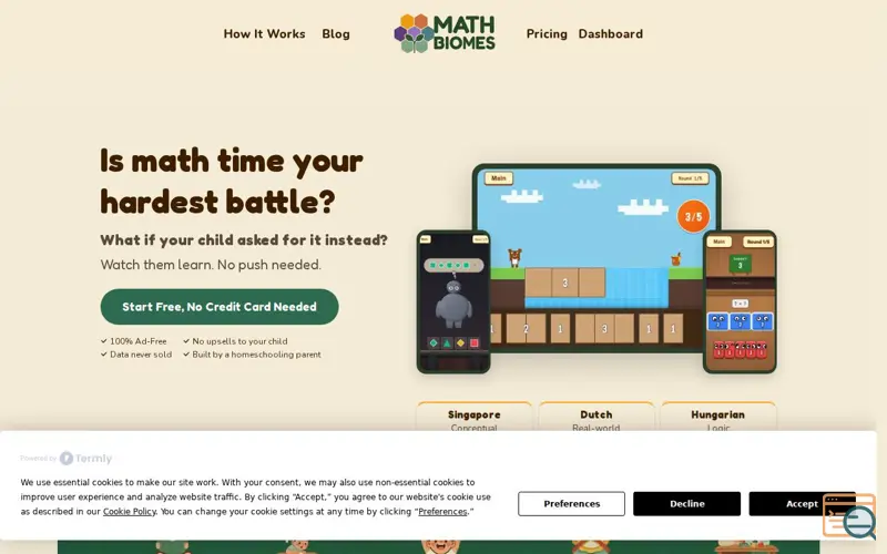 Screenshot of Math Biomes