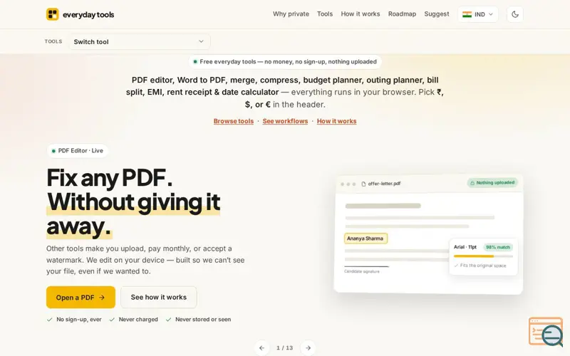 Screenshot of Everyday Tools