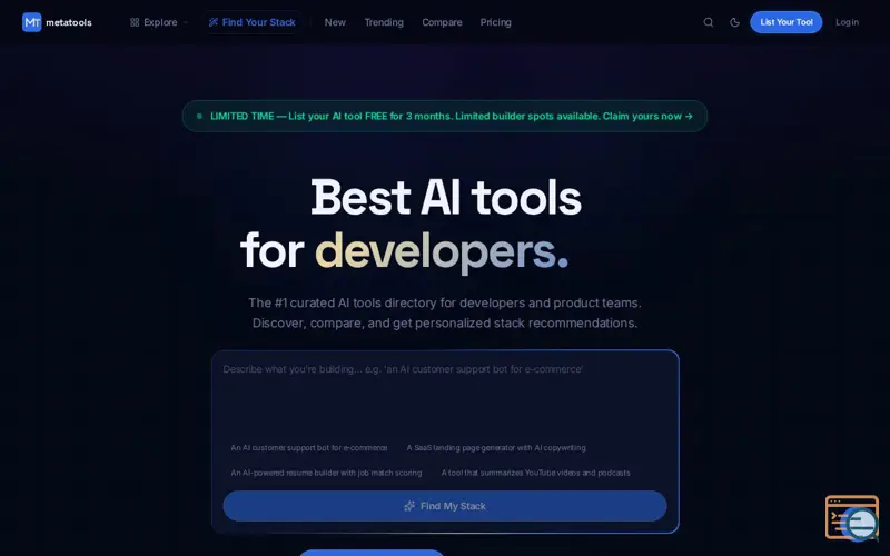 Screenshot of Meta Tools, a launch using Icon Horse