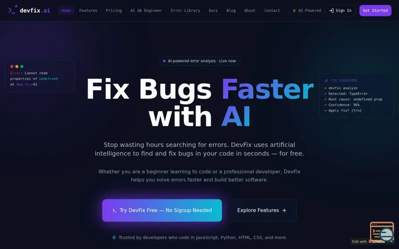 Screenshot of Devfix