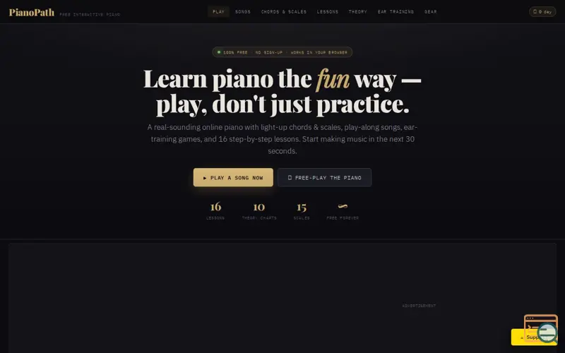 Screenshot of Online Piano with Chords