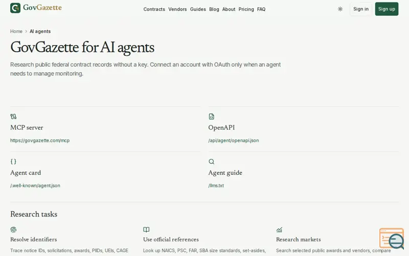 Screenshot of GovGazette